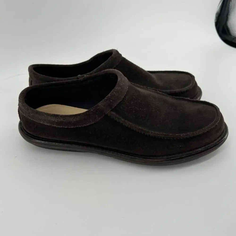VTG J.Crew Mens Italian Suede Slip On Loafers 10 Chocolate Brown Indoor Outdoor